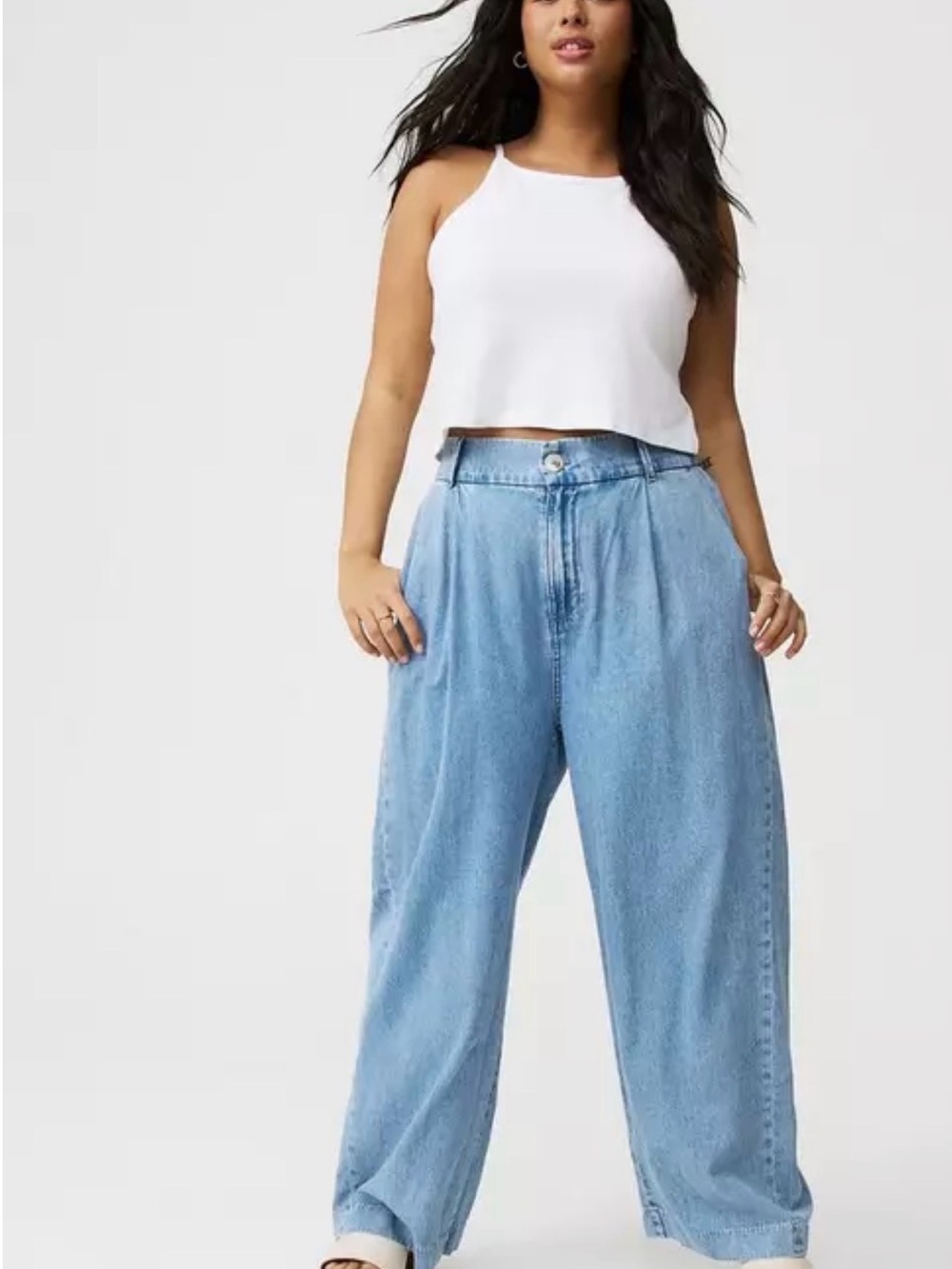 NWT TORRID High-Rise Wide Leg Lightweight Denim Trouser SIZE 18